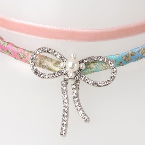 new  BETSEY JOHNSON Set Of 2 BOW COLLAR NECKLACE 2510 194 - Picture 7 of 8